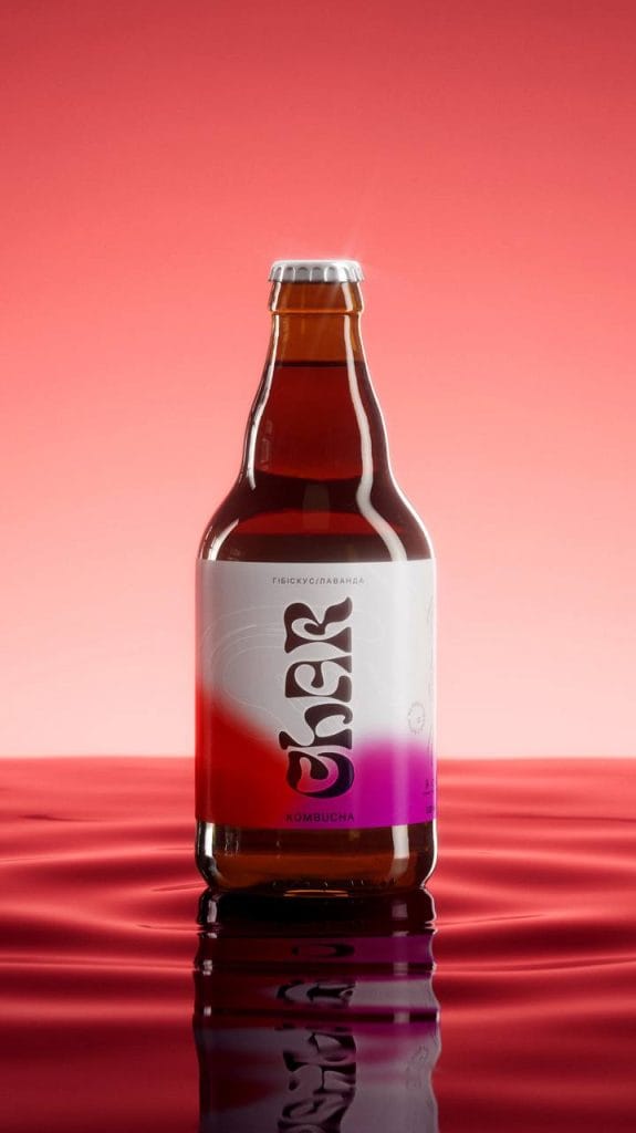 Пляшка комбучі Char зі смаком гібіскуса та лаванди – заспокійливий пробіотичний напій
